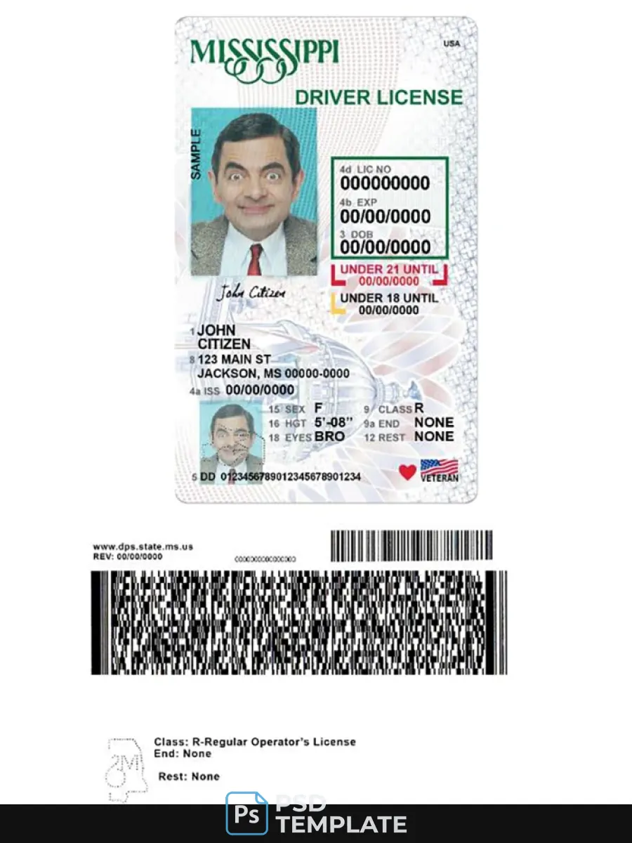 Usa Mississippi Driving License Under 21 — Driver License