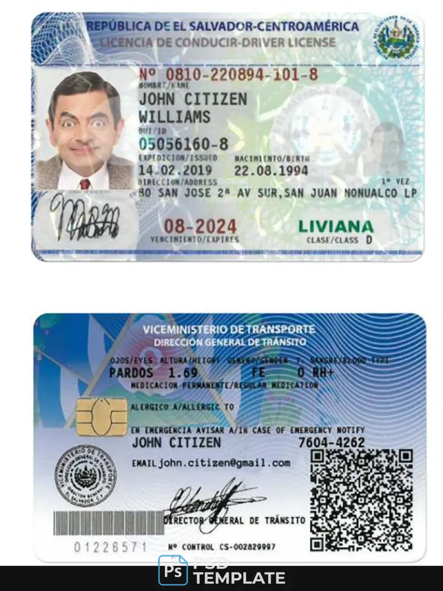 Elsalvador Driving License — Driver License