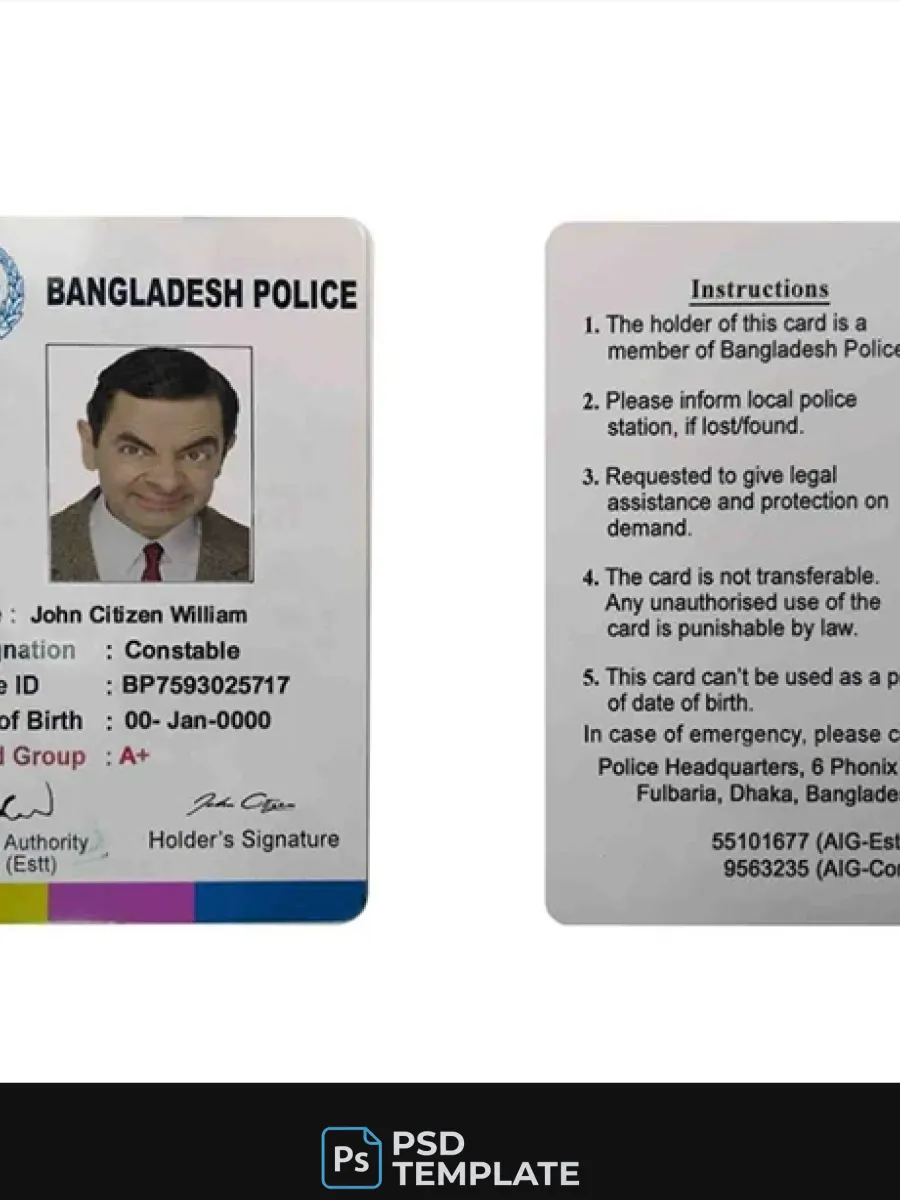 Bangladesh Police Id — ID Cards