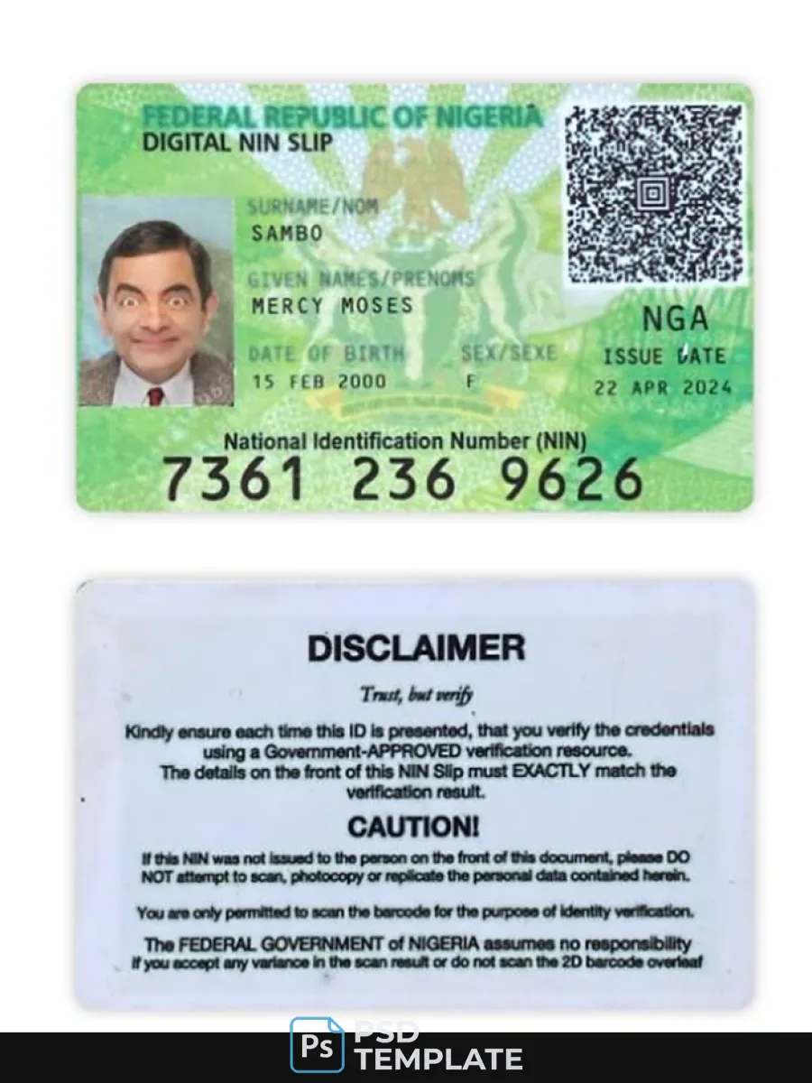 Nigeria Digital Nin Slip Card — ID Cards