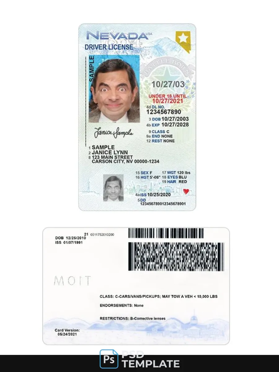 Usa Nevada Under 21 Driving License — Driver License