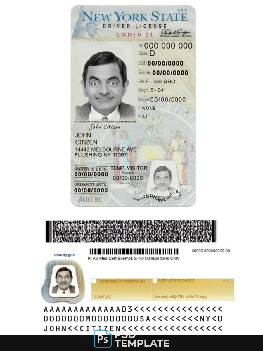Usa New York Driving License Under 21 — Driver License