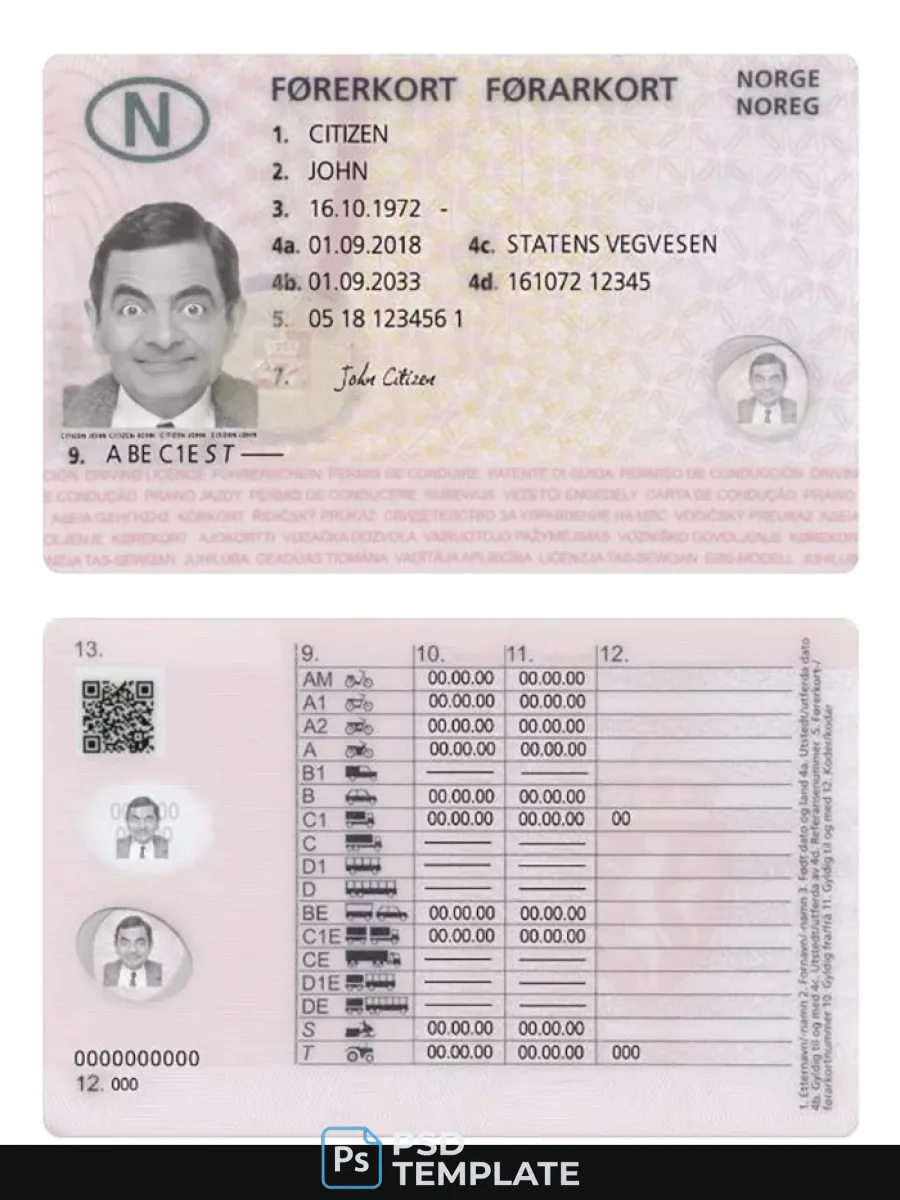 Norway Driving License 2018 Present — Driver License