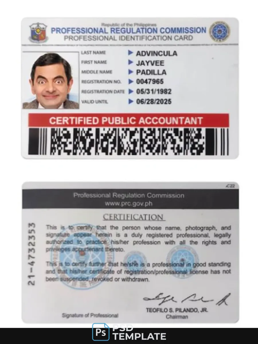 Philippines Professional Id Card — ID Cards