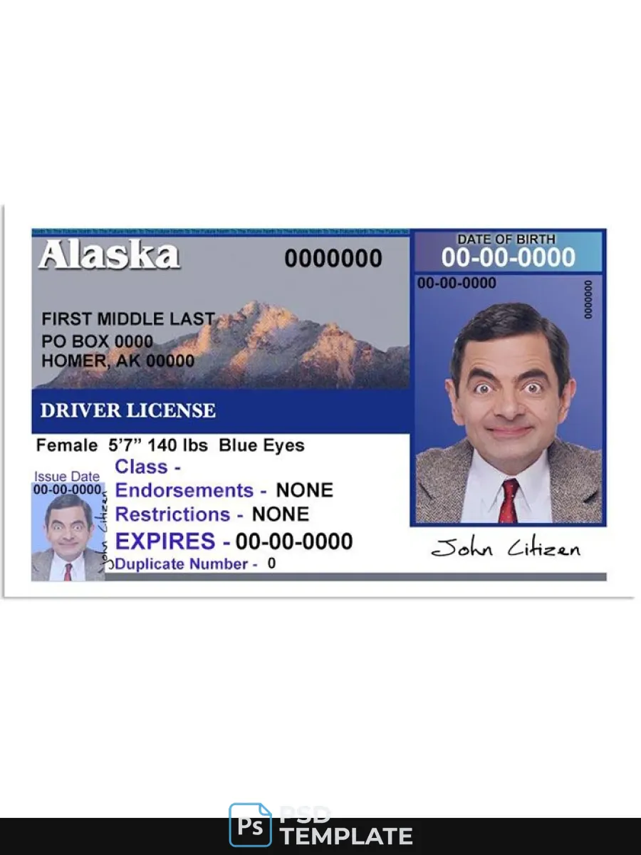 Usa Alaska Driving License Version 2 Front — Driver License