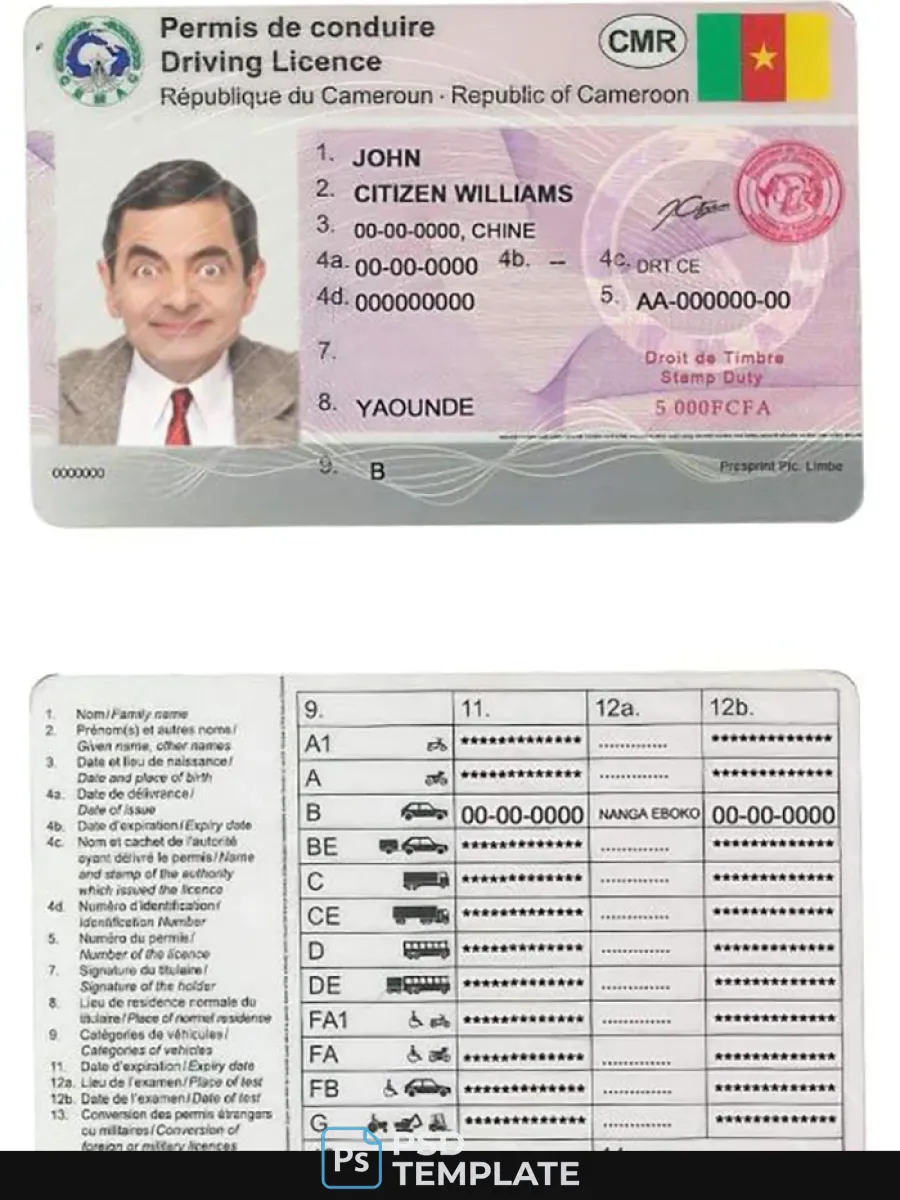 Cameroon Driving License — Driver License