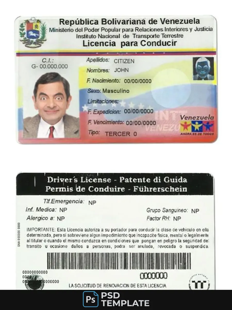 Venezuela Driving License — Driver License
