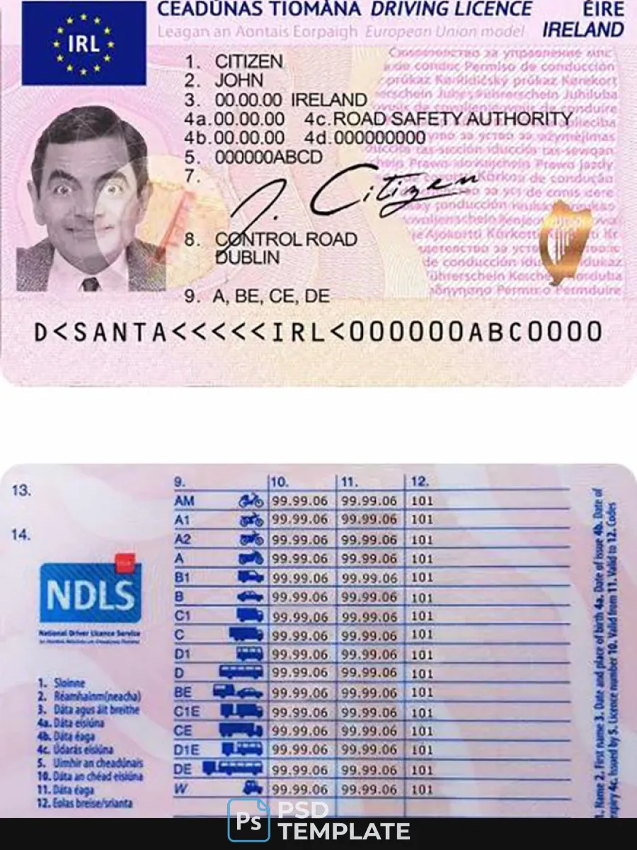 Ireland Driving License — Driver License