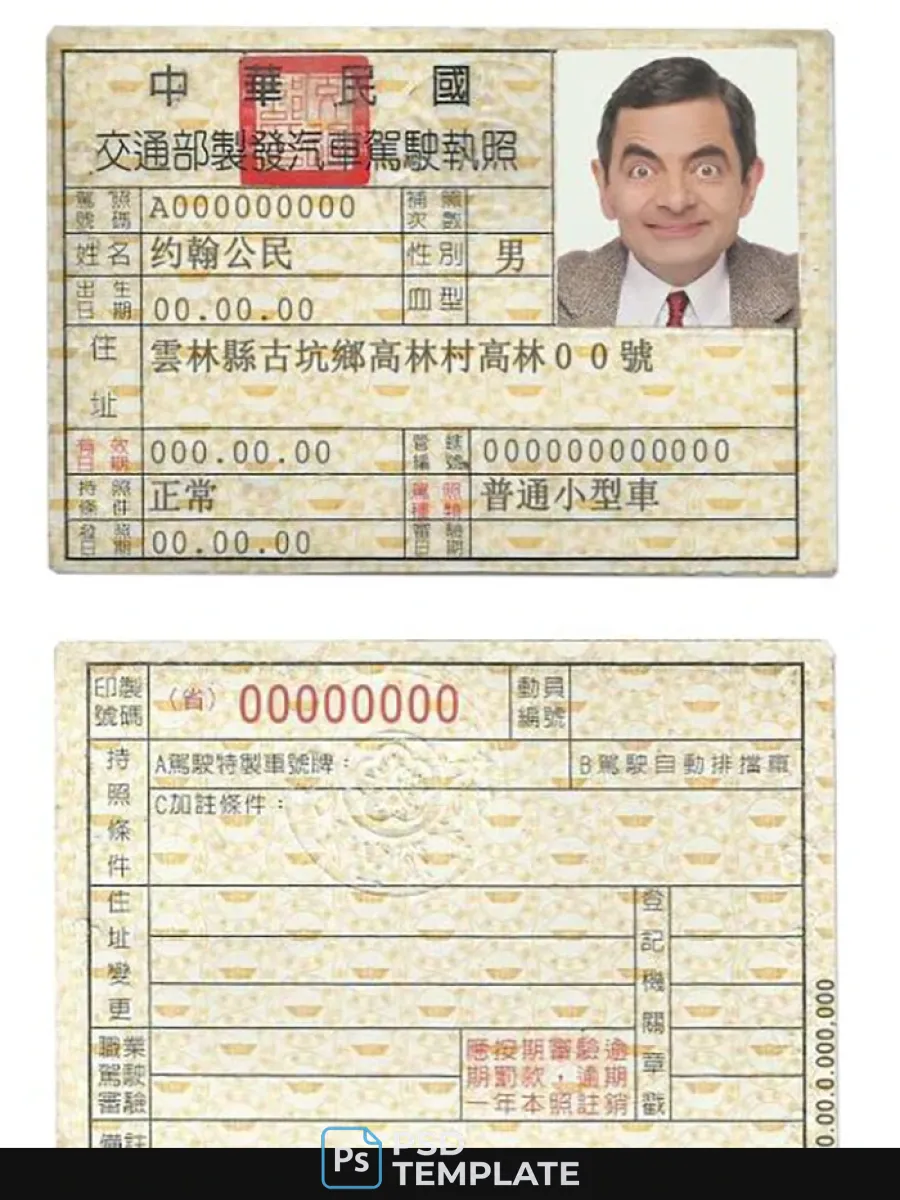 Taiwan Driving License — Driver License