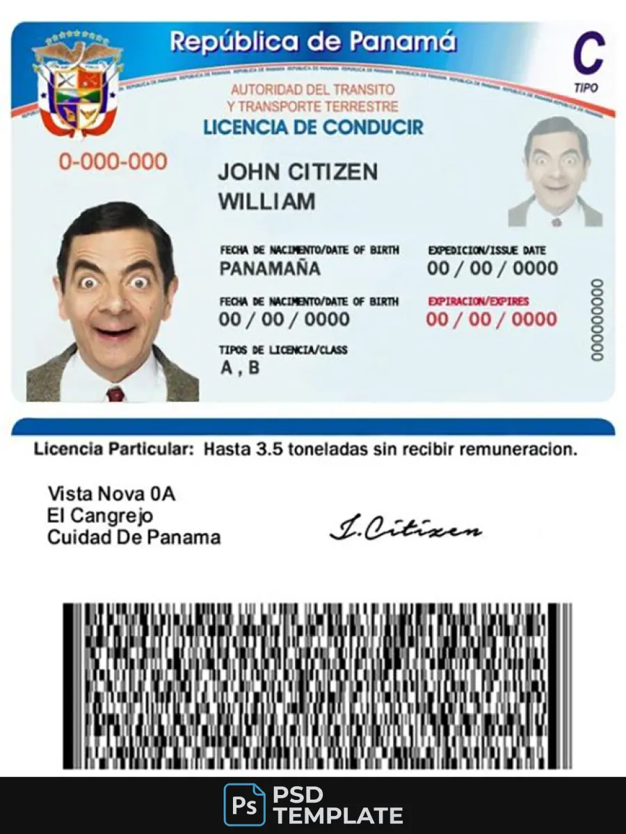 Panama Driving License — Driver License