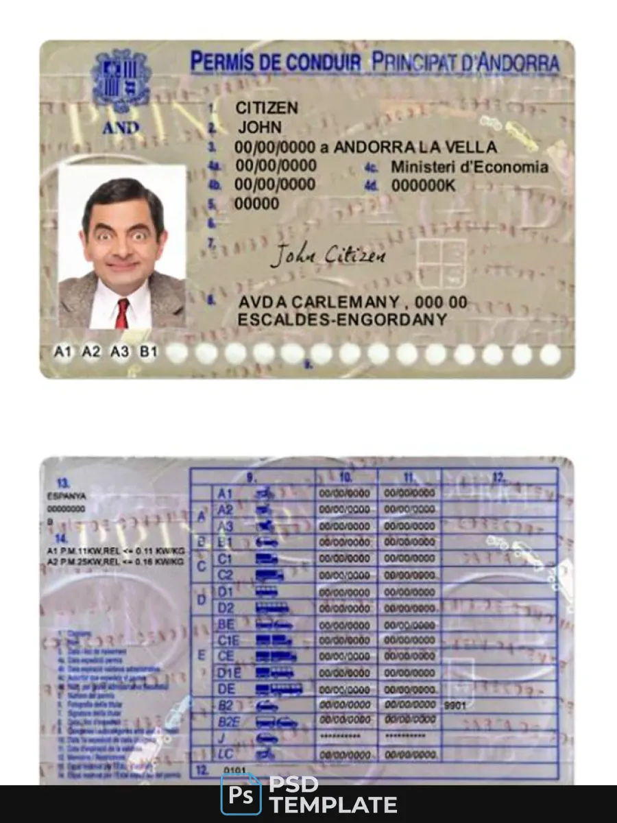 Andorra Driving License — Driver License