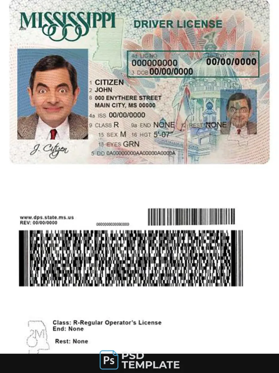 Usa Mississippi Driving License — Driver License