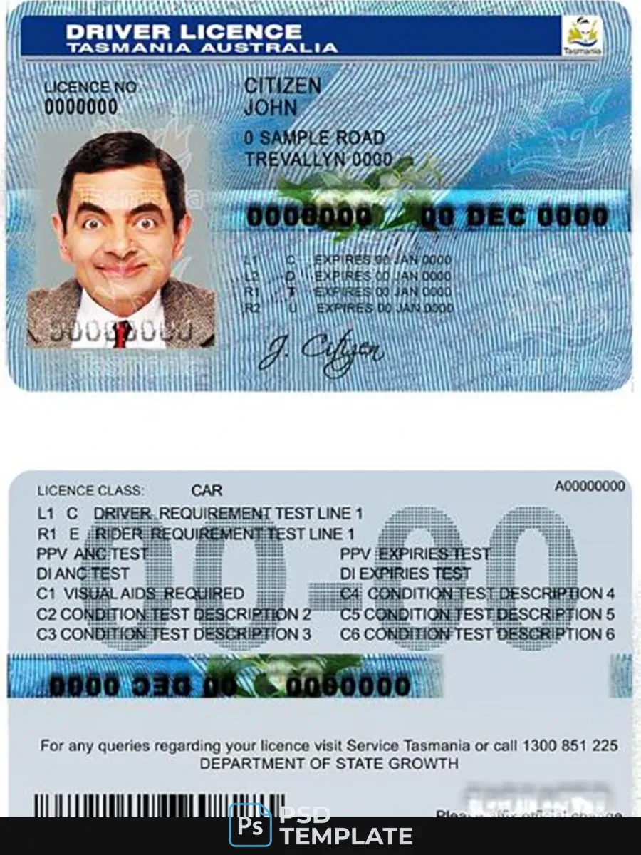 Australia Tasmania Driver License — Driver License