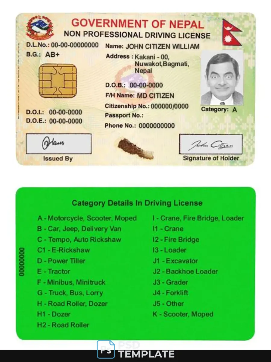 Nepal Smart Driver License — Driver License