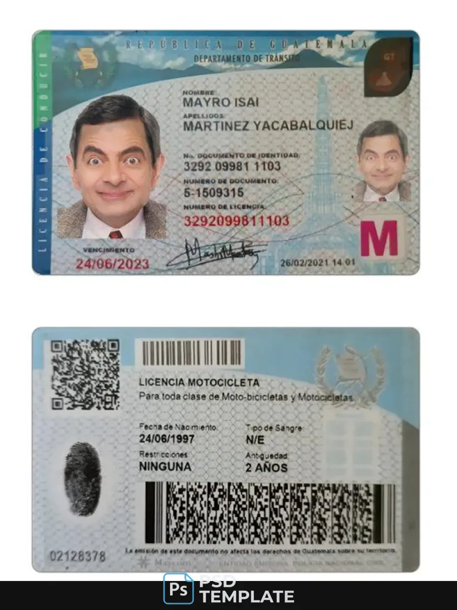 Guatemala Driving License 2021 Present — Driver License