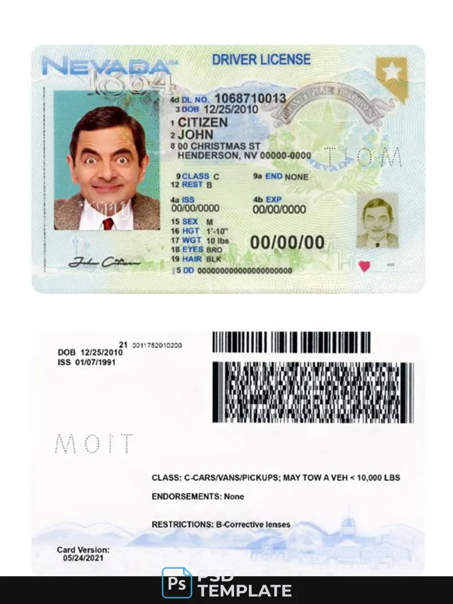 Usa Nevada Driving License 2021 Present — Driver License