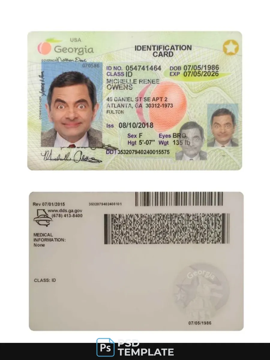 Usa Georgia Id Card 2018 Present — ID Cards