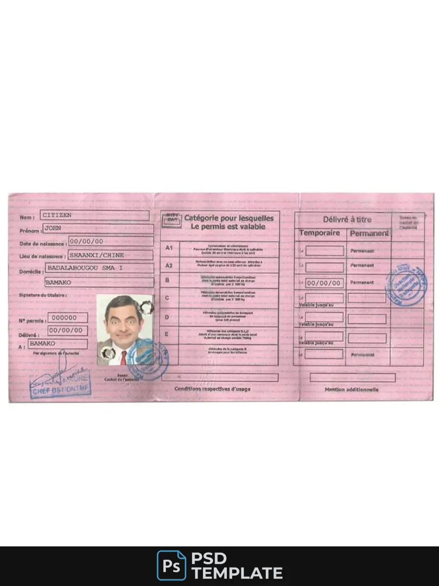 Mali Driving License — Driver License