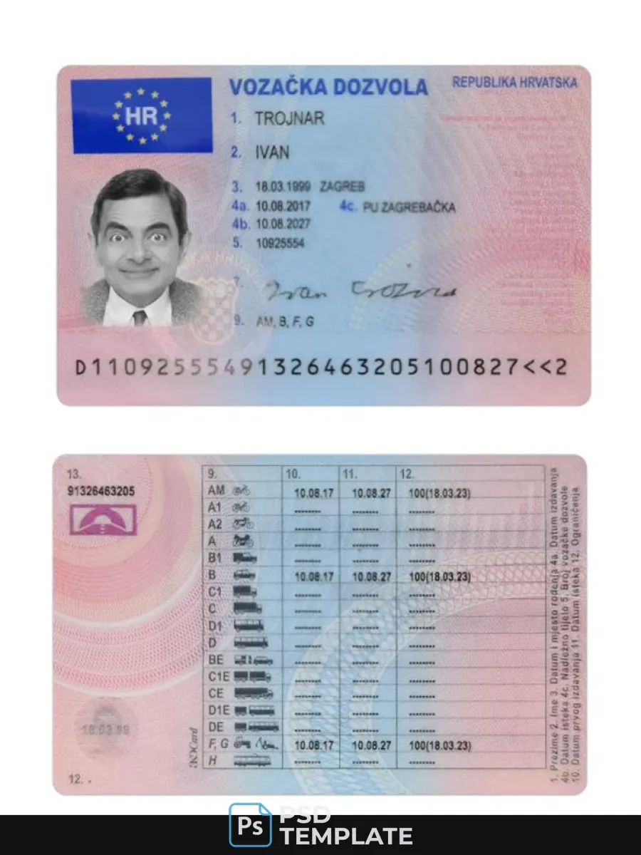 Croatia Driving License 2017 Present — Driver License