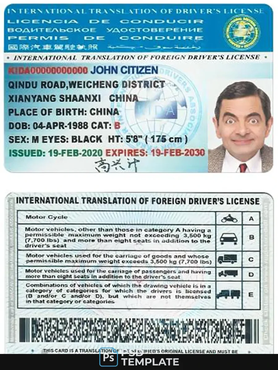 International Translation Of Drivers License — Driver License