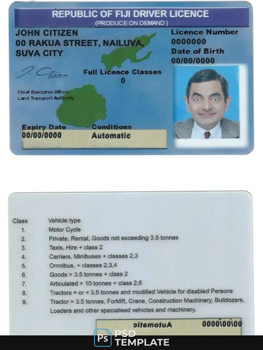 Fiji Driving License — Driver License