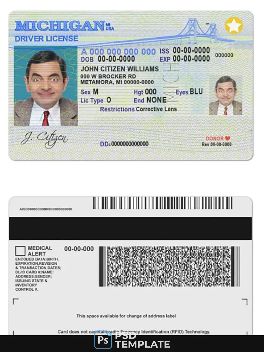 Usa Michigan Driving License — Driver License